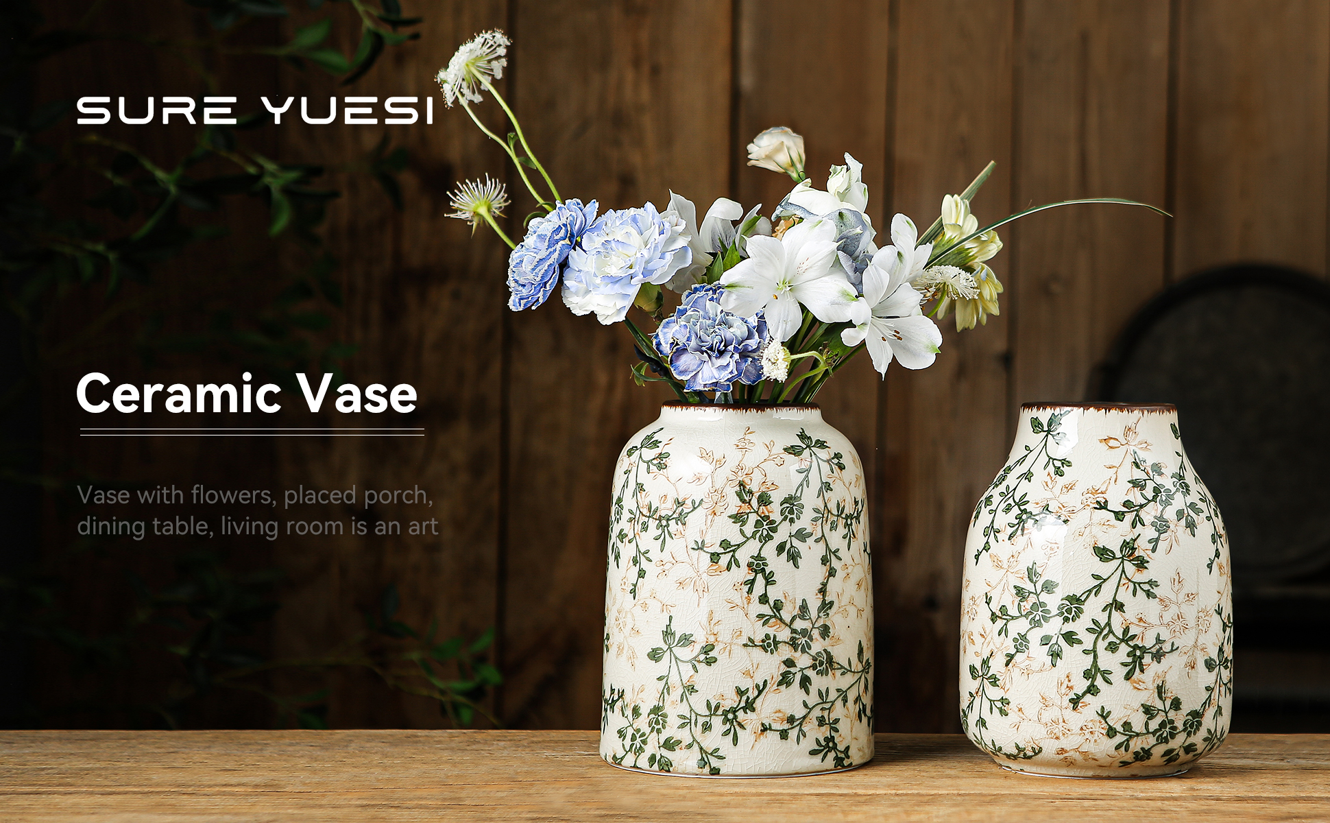 Amazon.com: Green Vintage Vase, Chinoiserie Floral Vases, Retro